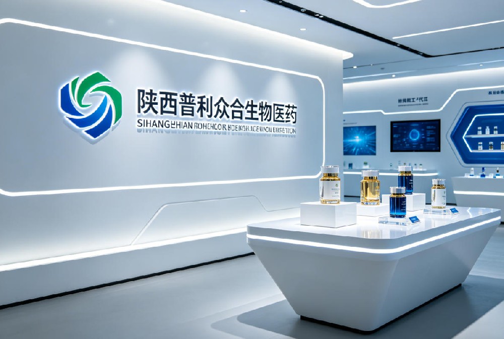 陕西普利众合生物医药品牌形象展厅 西安普利众合生物医药品牌展厅,正规消字号大健康OEM代工企业形象展示