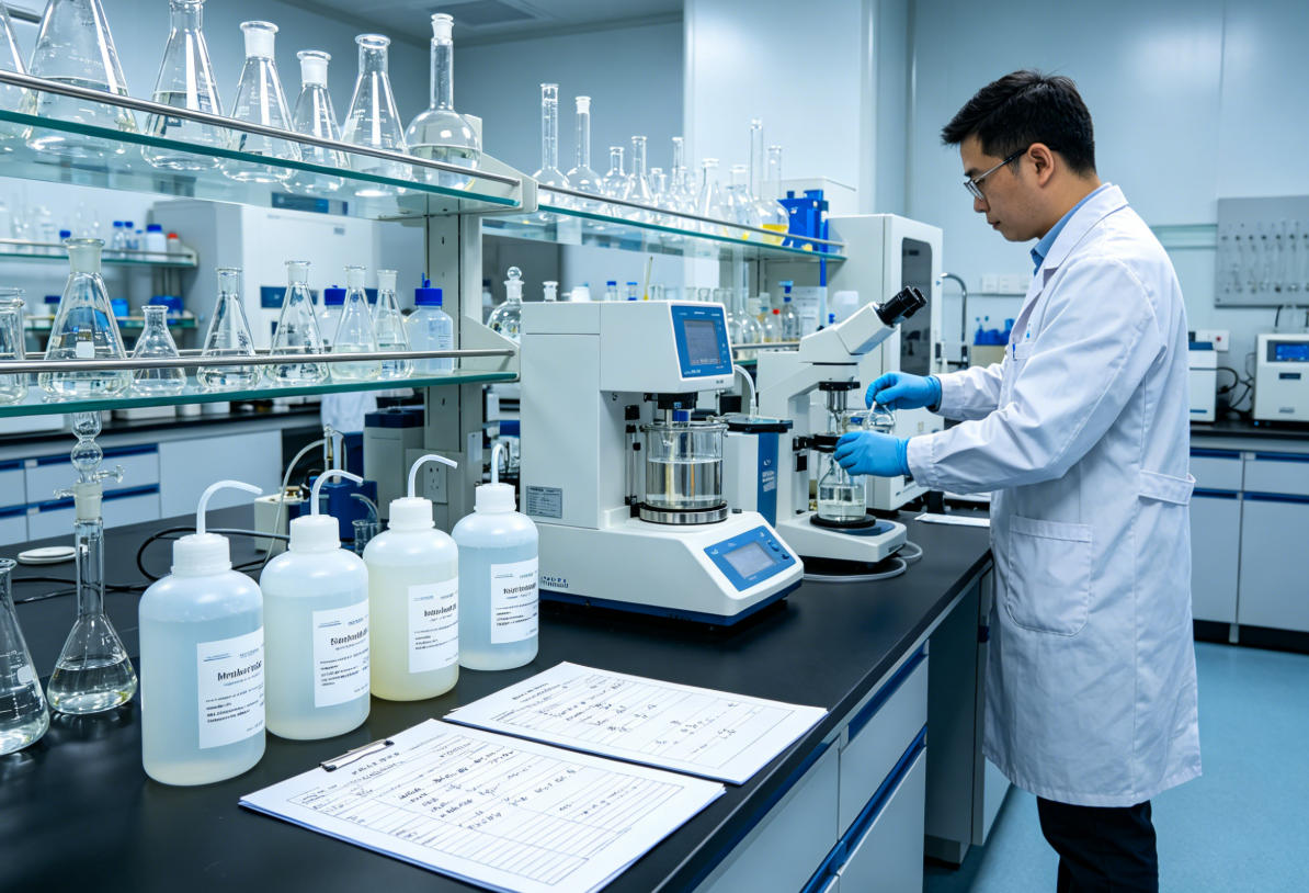 工厂样品打样与配方调试现场 西安代工厂家实验室打样调试,消字号产品小批量配方定制服务