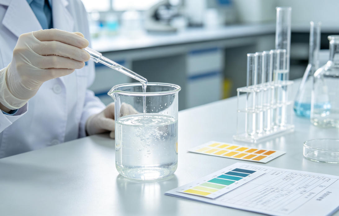 凝胶实验室配方调试检测 西安私护凝胶 OEM 工厂研发实验室,技术人员调试凝胶配方、做样品理化检测实拍场景